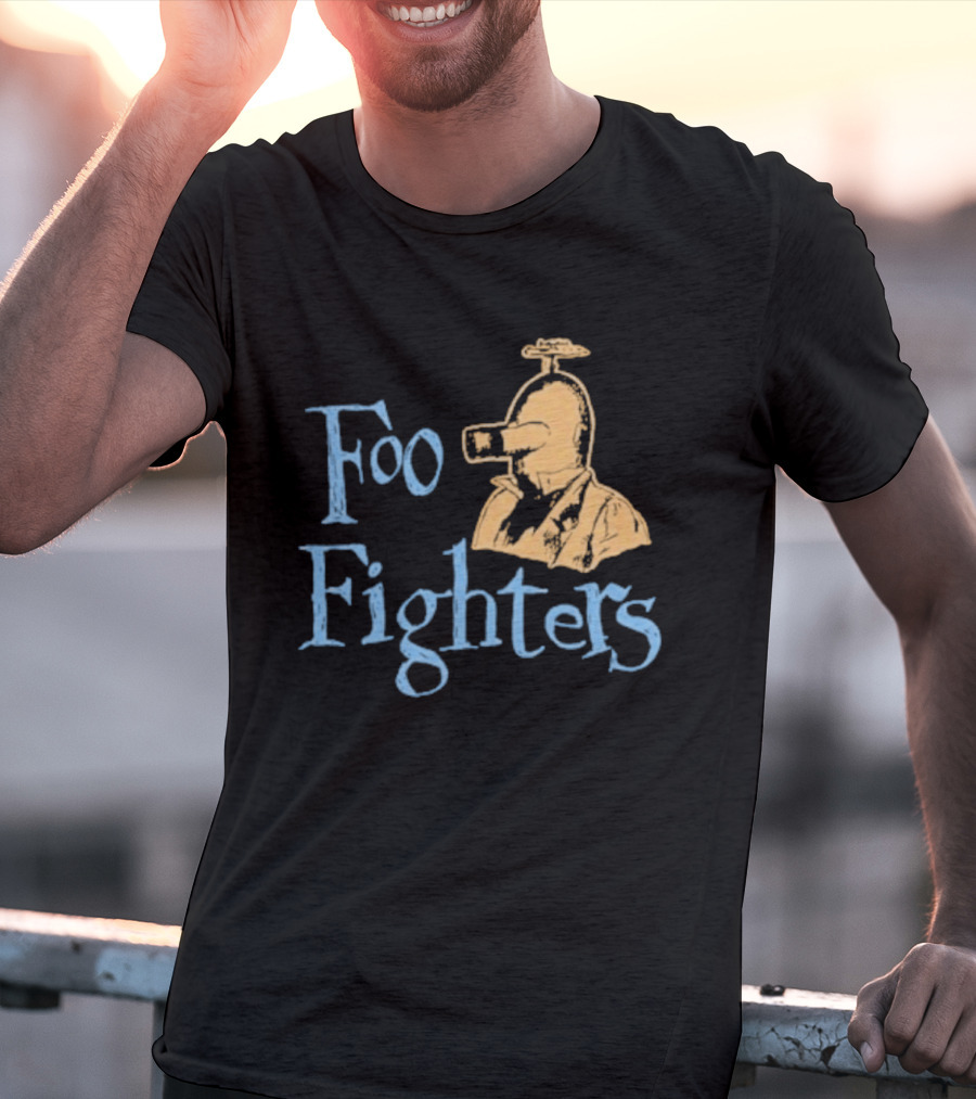 Foo Fighters Retro Pilot Helmet Sketch T-Shirt