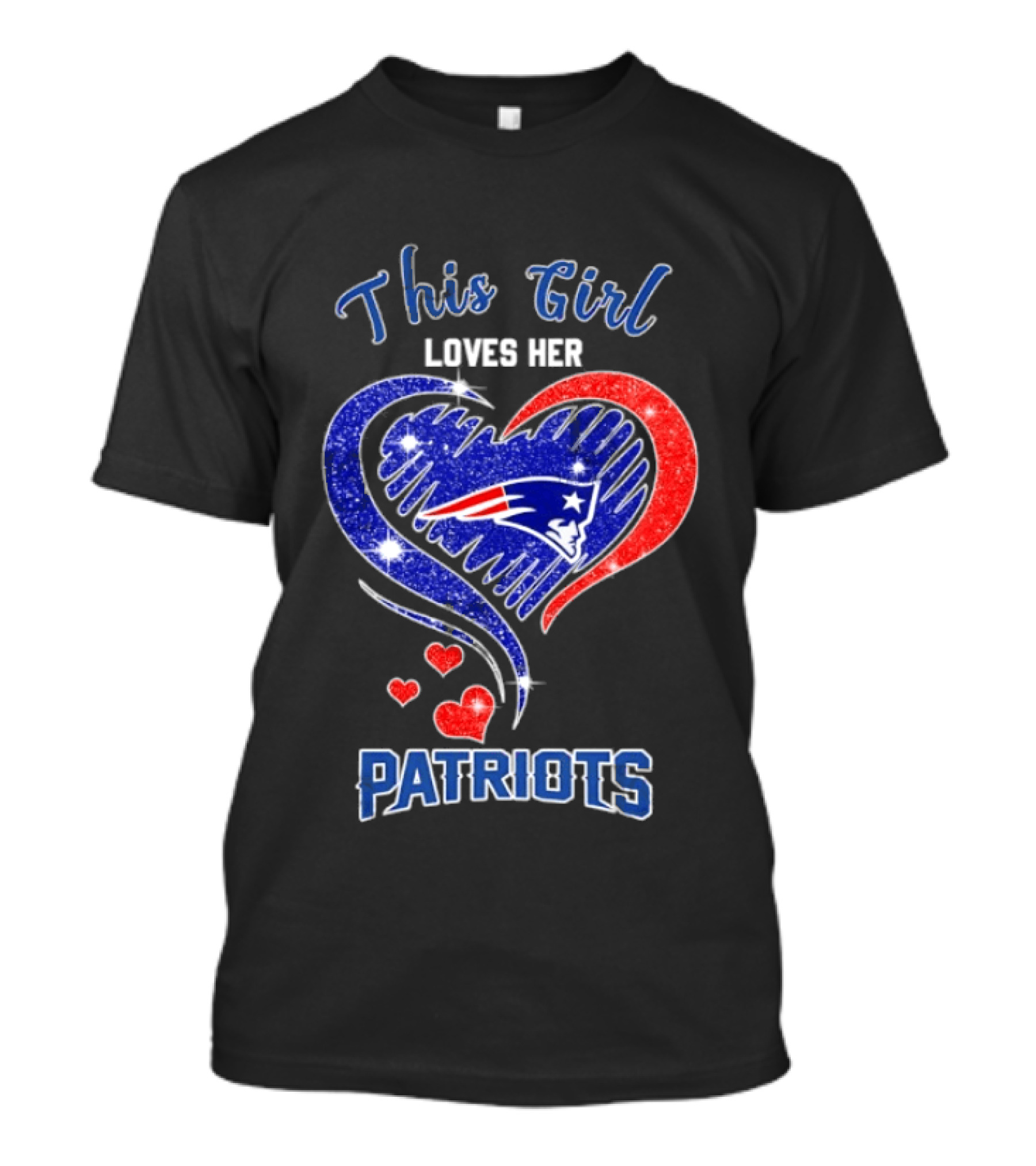 This Girl Loves Her New England Patriots Heart Sparkle T-Shirt