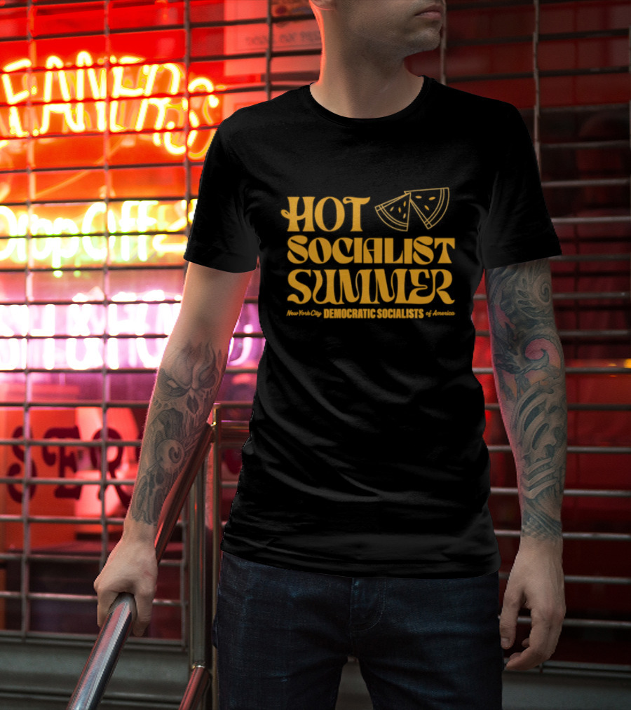 Hot Socialist Summer New York City Democrat Socialists Of America Pizza T-Shirt