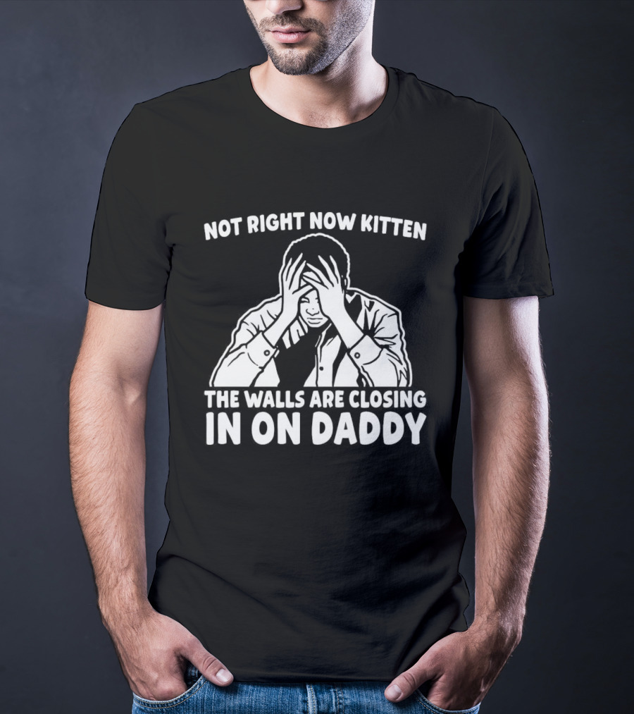 Not Right Now Kitten The Walls Are Closing In On Daddy Stress Humor T-Shirt