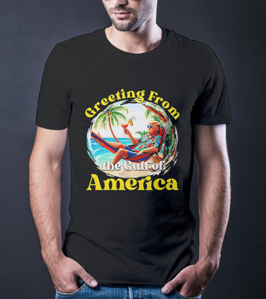 Greeting From The Gulf Of America Tropical Beach Scene T-Shirt
