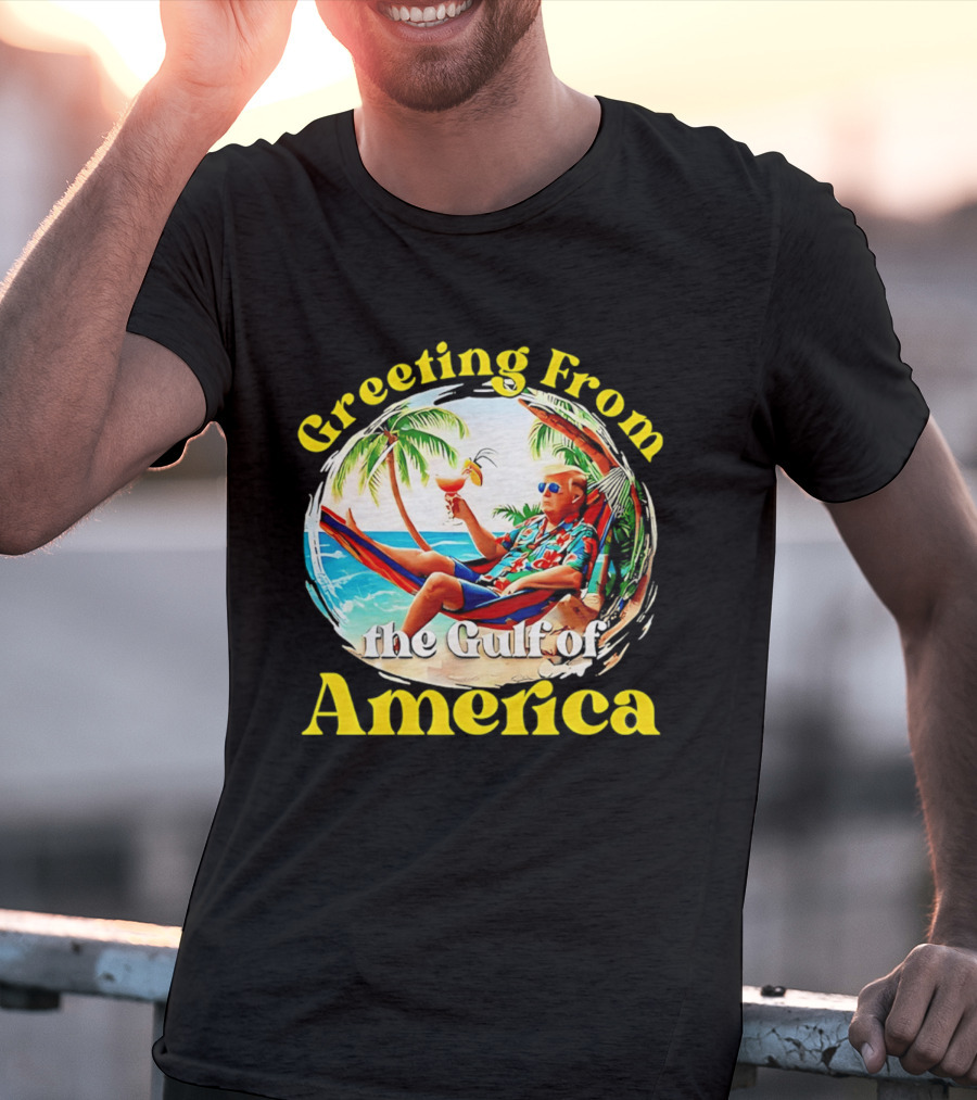Greeting From The Gulf Of America Tropical Beach Scene T-Shirt