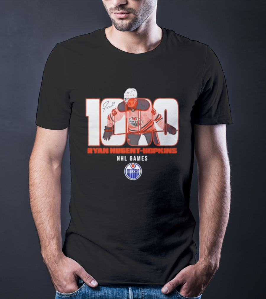 Ryan Nugent Hopkins 1000 NHL Games Edmonton Oilers T-Shirt