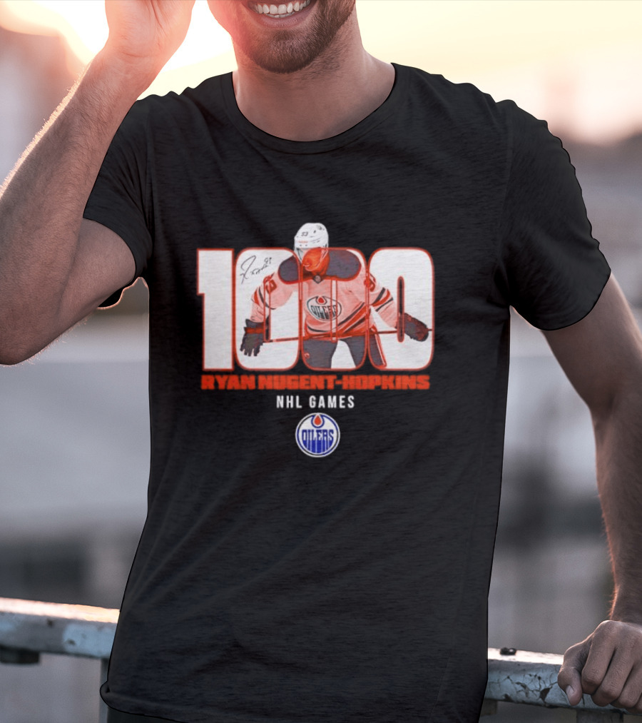 Ryan Nugent Hopkins 1000 NHL Games Edmonton Oilers T-Shirt