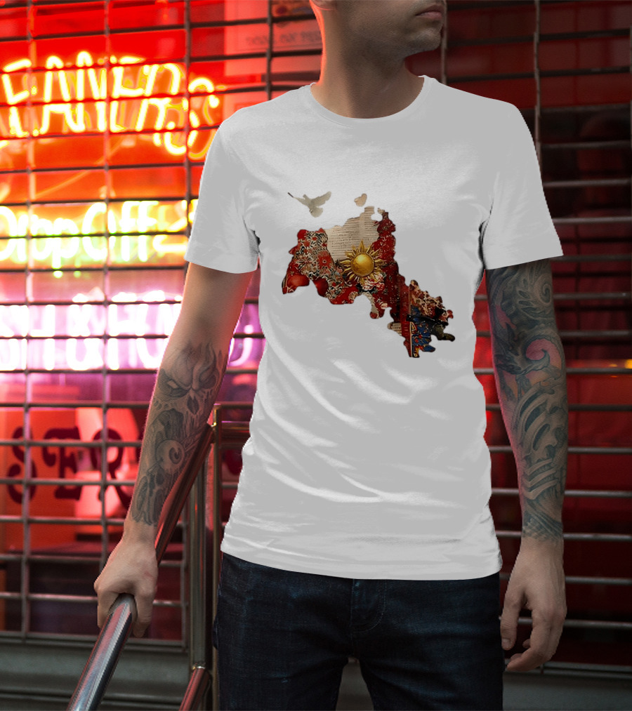Map Of Kurdistan With Sun And Peace Dove T-Shirt