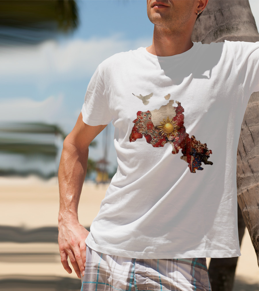 Map Of Kurdistan With Sun And Peace Dove T-Shirt