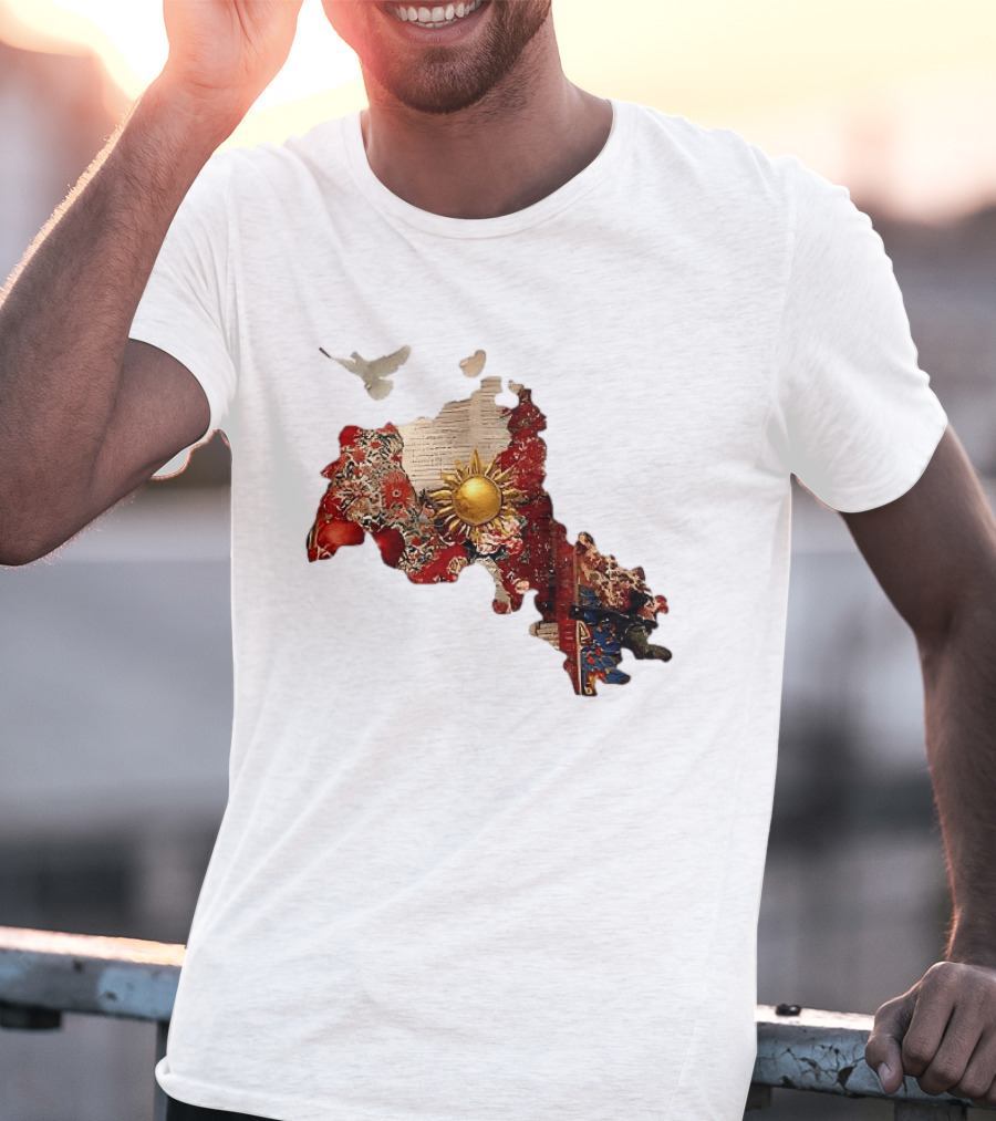 Map Of Kurdistan With Sun And Peace Dove T-Shirt