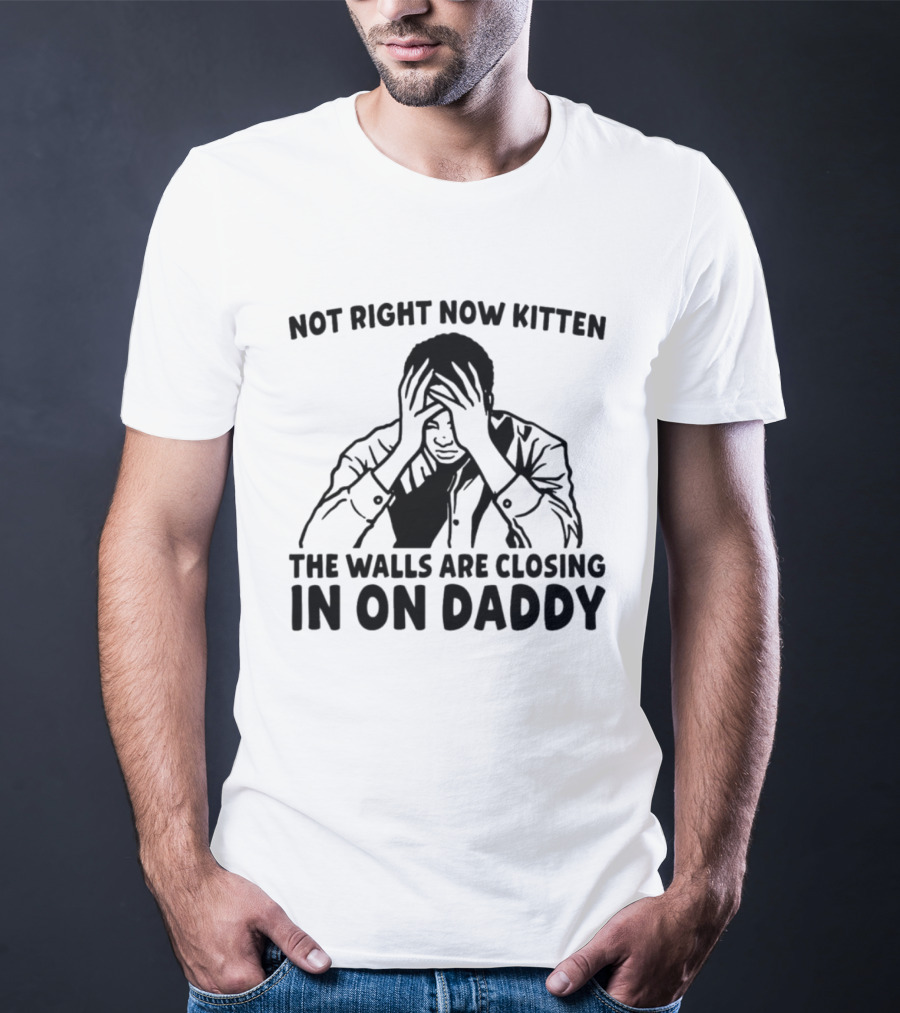 Not Right Now Kitten The Walls Are Closing In On Daddy Stress Humor T-Shirt