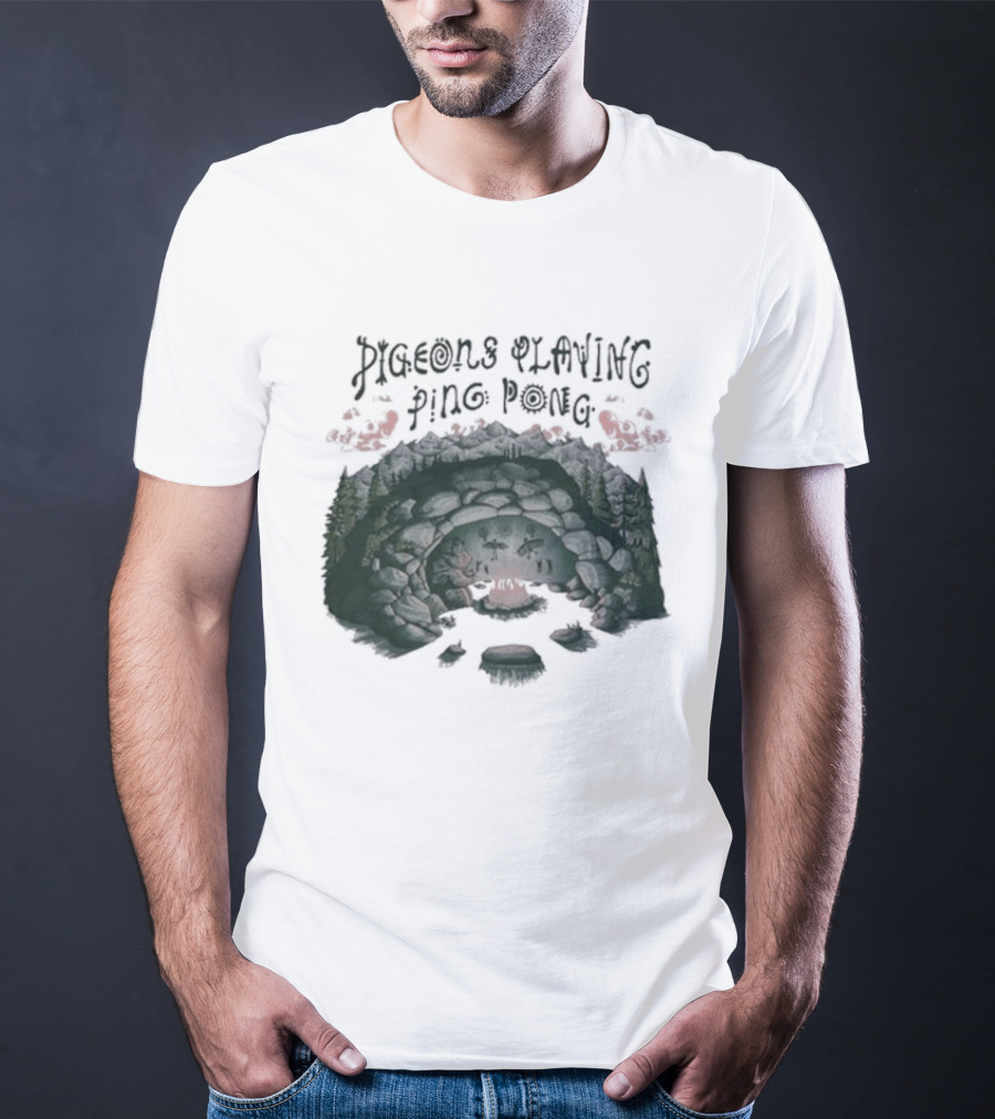 Pigeons Playing Ping Pong X Nature Backs 2026 Psychedelic Forest Double Exposure T-Shirt