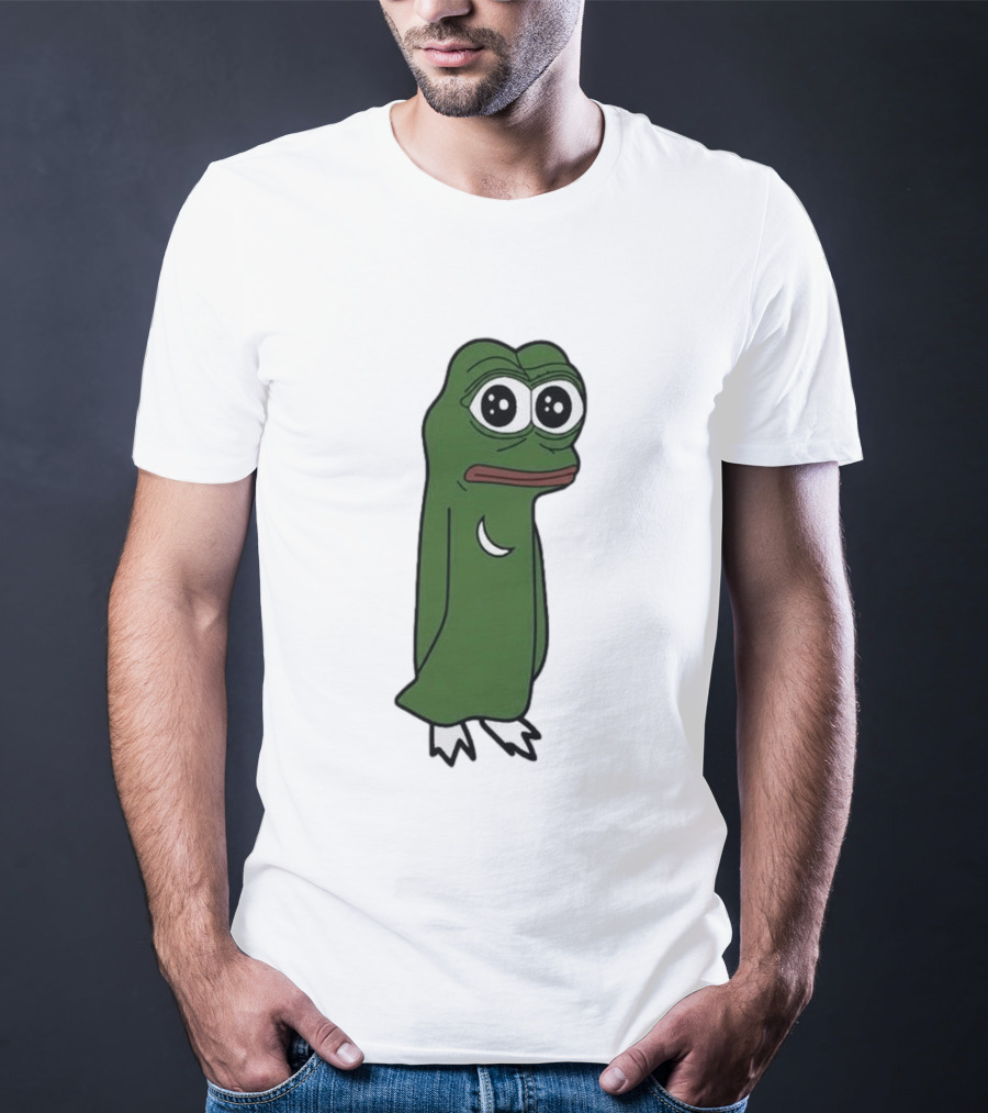 Smolting Pepe Meme Character Crescent Moon Reflection T-Shirt