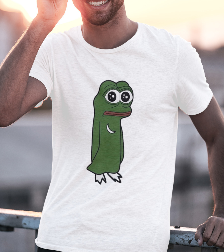 Smolting Pepe Meme Character Crescent Moon Reflection T-Shirt