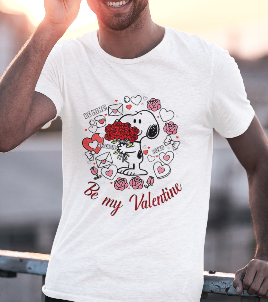 Snoopy Be Mine Sweetie Xoxo Be My Valentine Day Roses Hearts T-Shirt