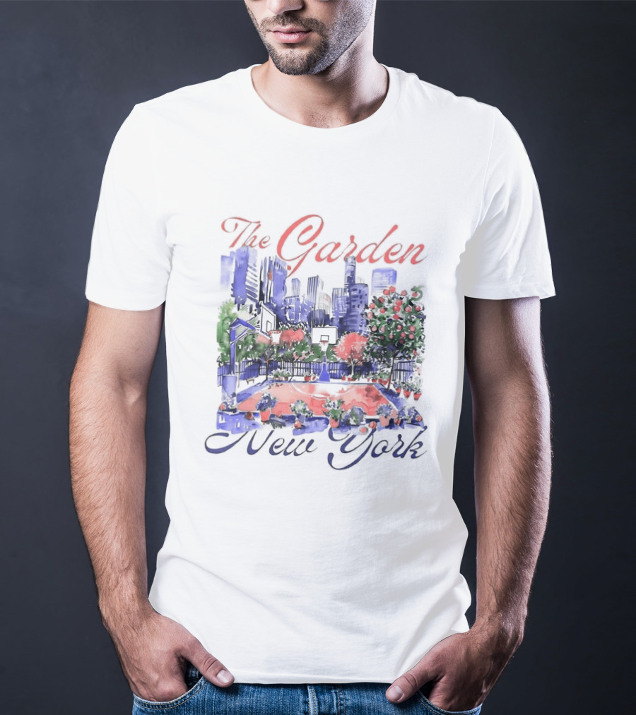 The Garden New York Basketball Court Cityscape T-Shirt