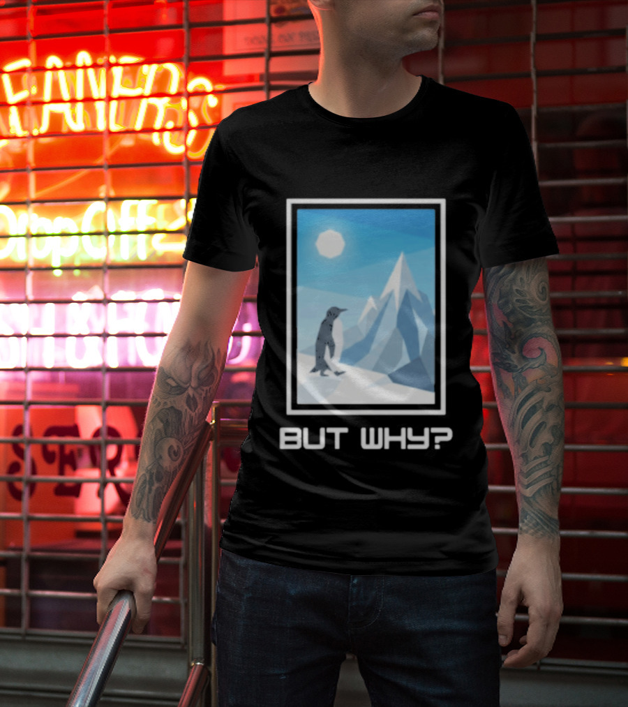 But Why Penguin Northward Bound Minimalist Arctic Framed T-Shirt