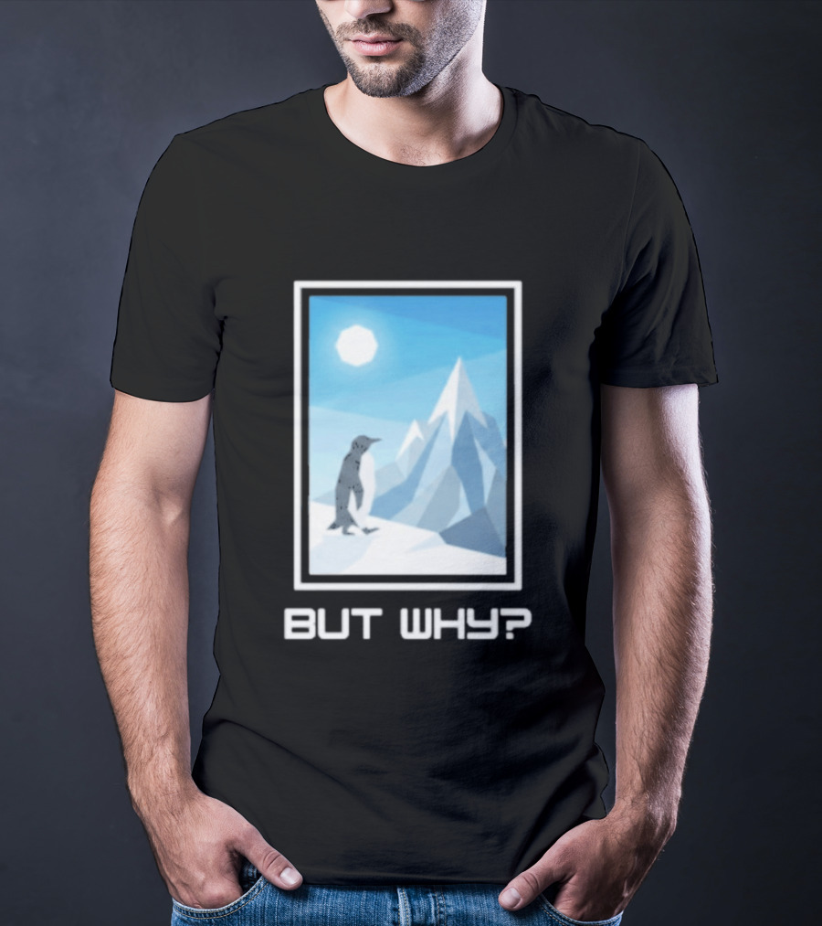 But Why Penguin Northward Bound Minimalist Arctic Framed T-Shirt
