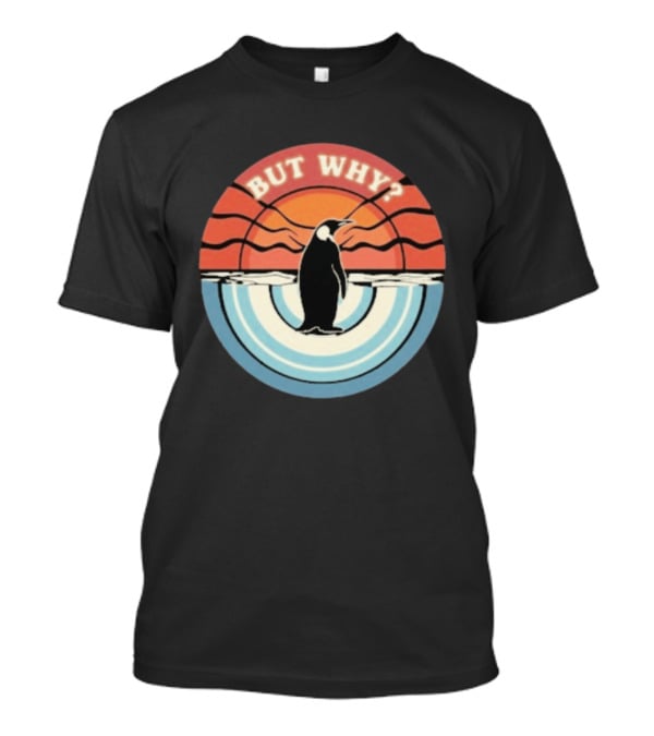 But Why Penguin Vintage Sunset Retro Ocean Waves T-Shirt