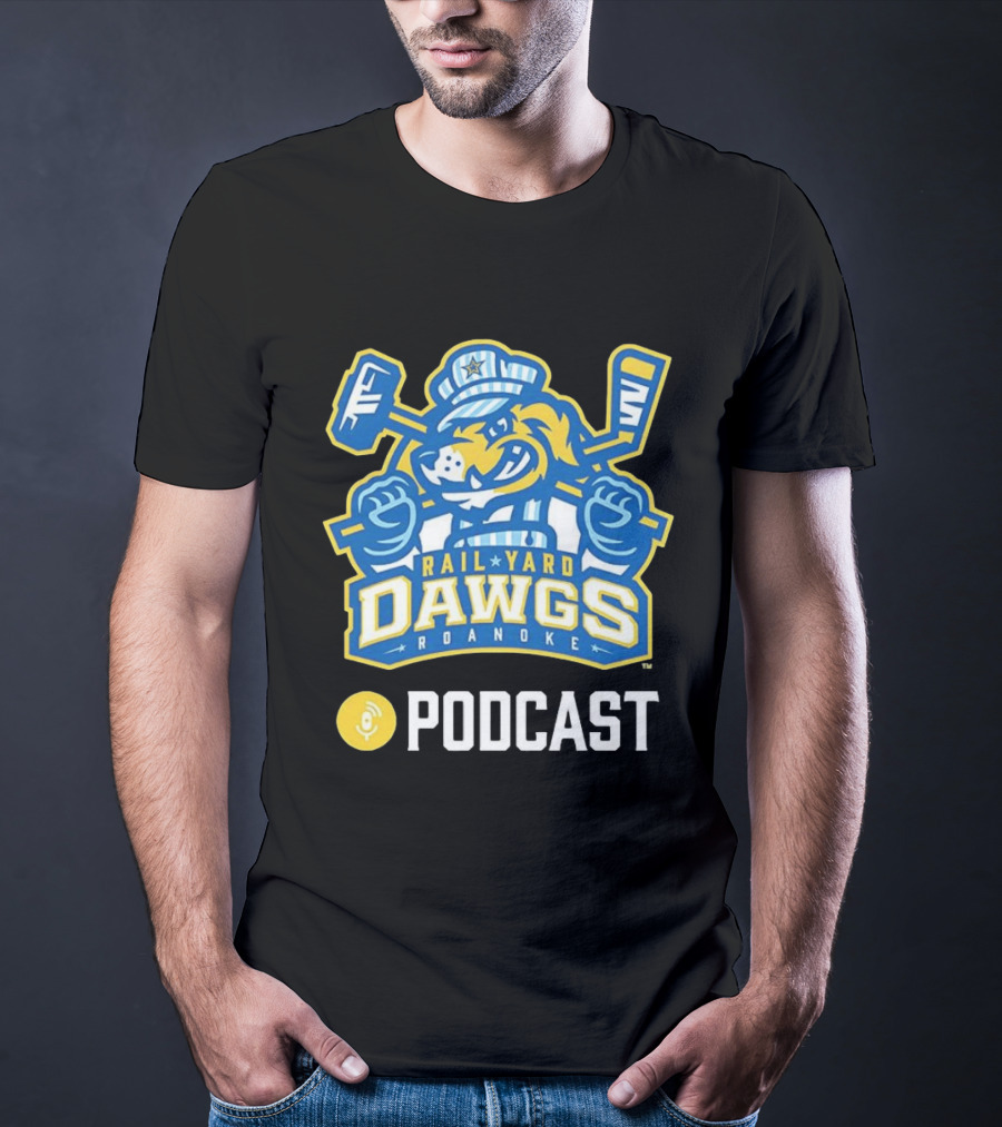 Roanoke Rail Yard Dawgs Ice Hockey Podcast T-Shirt