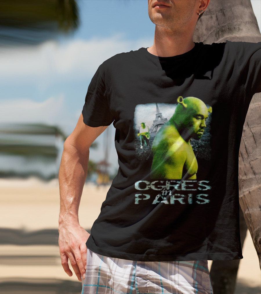 Shrek Kanye West Ogres In Paris Eiffel Tower Mashup T-Shirt