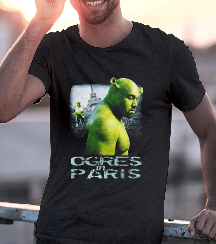 Shrek Kanye West Ogres In Paris Eiffel Tower Mashup T-Shirt