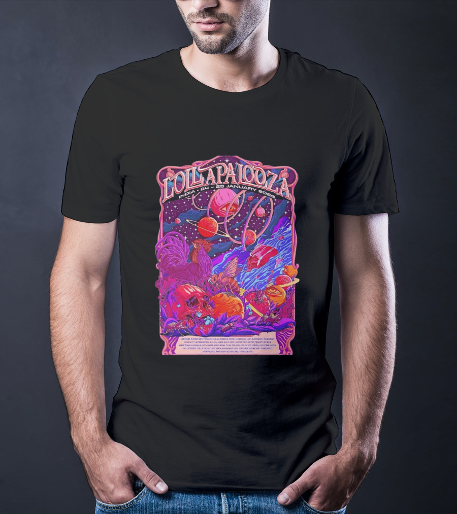 Lollapalooza India 2026 January 24 25 Planetary Cosmic Wildlife Perry Farrell X Aaquib Wani T-Shirt
