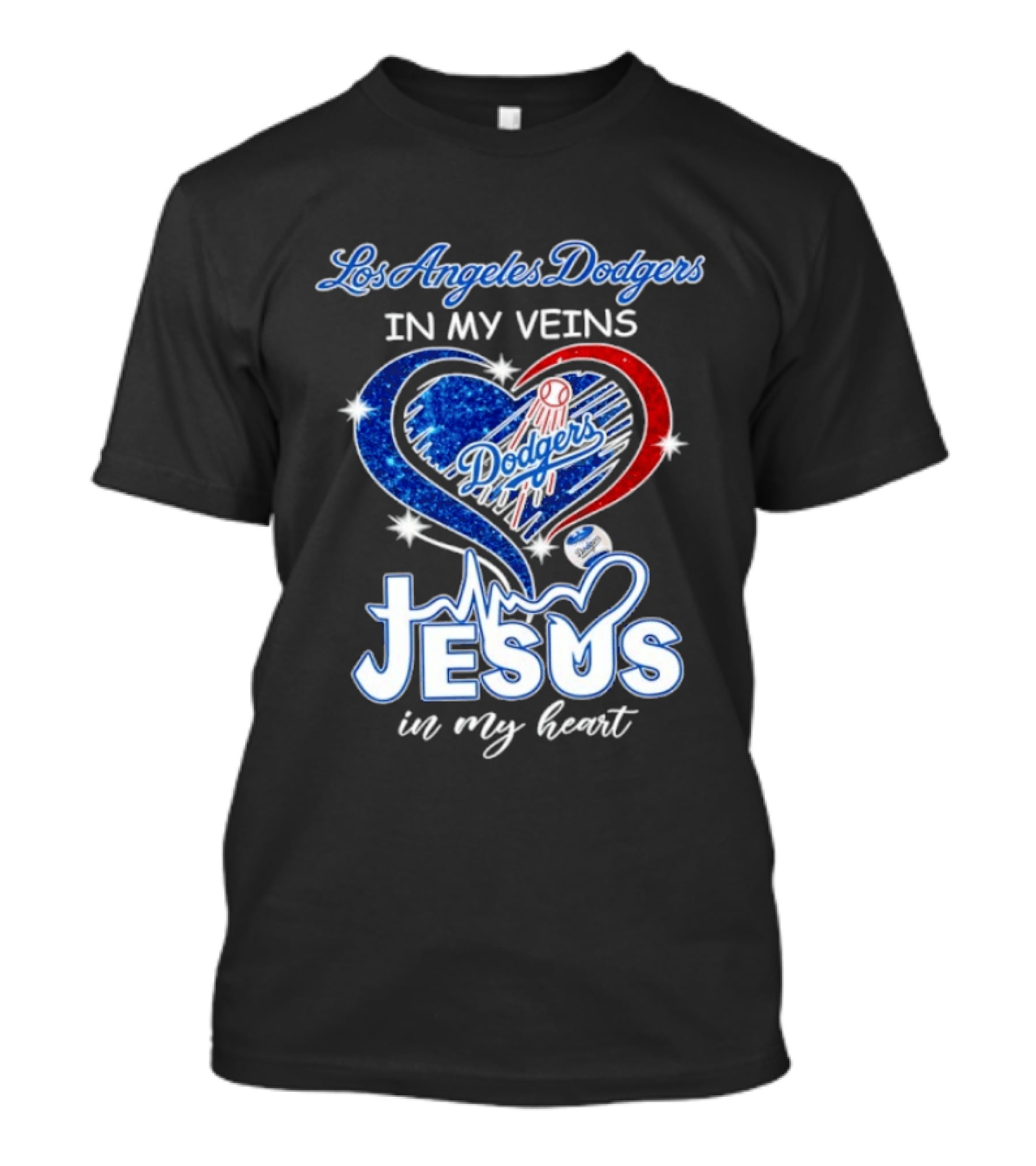 Los Angeles Dodgers In My Veins Jesus In My Heart T-Shirt