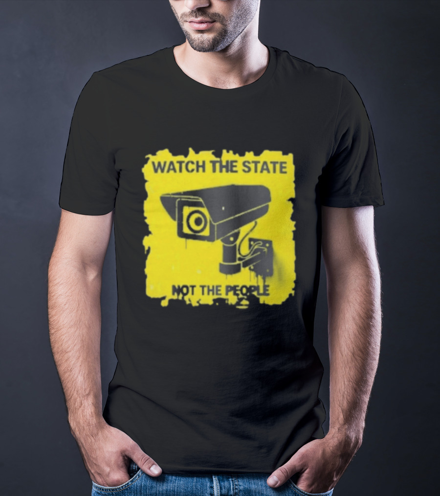 THE STATE NOT THE PEOPLE Yellow Surveillance Camera T-Shirt