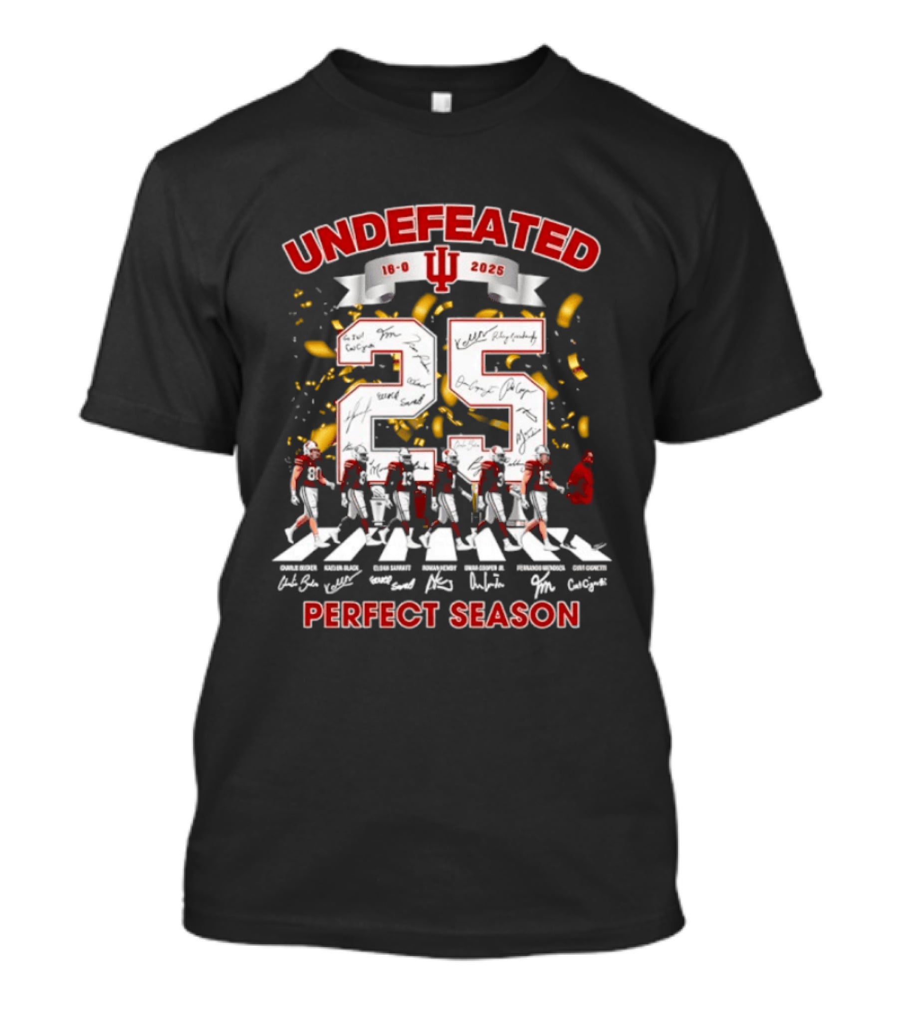Undefeated 2025 Indiana Hoosiers Perfect Season Abbey Road 16 0 Signatures T-Shirt