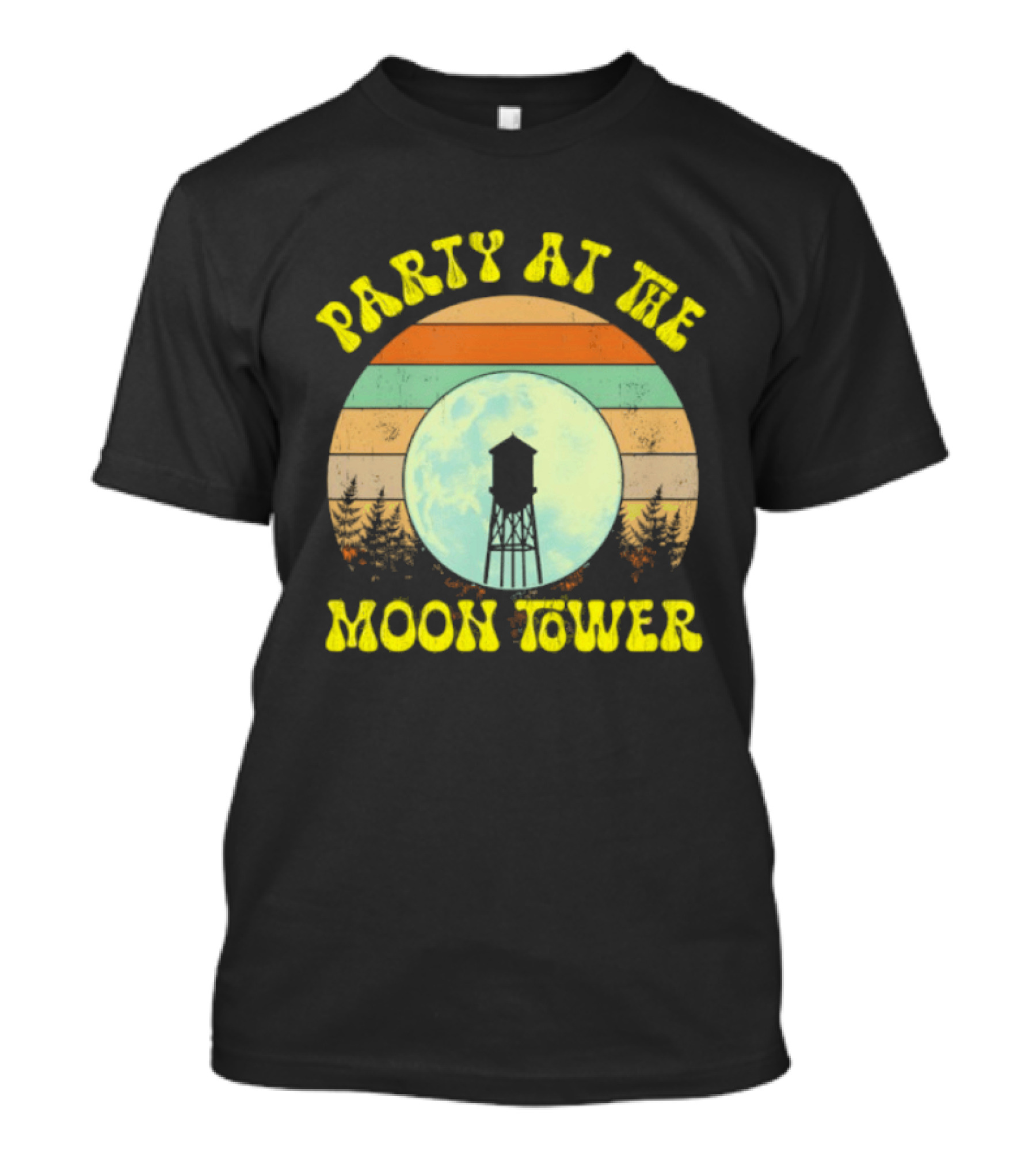 Party At The Moontower Retro Sunset Landscape Moon T-Shirt