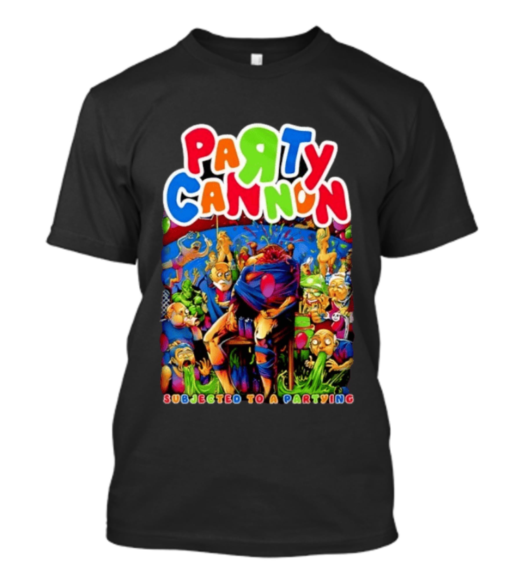 Party Cannon Subjected To A Partying Colorful Cartoon Chaos T-Shirt