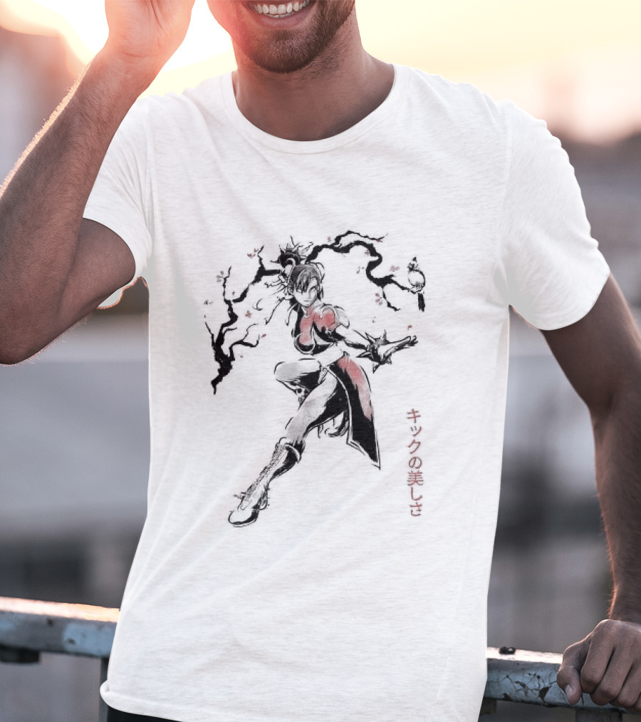 Chun Li SF The Kicking Beauty Sumi E Calligraphy Brush T-Shirt