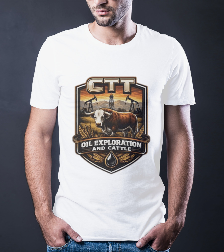 CTT Oil Exploration And Cattle Pumpjack Bull T-Shirt