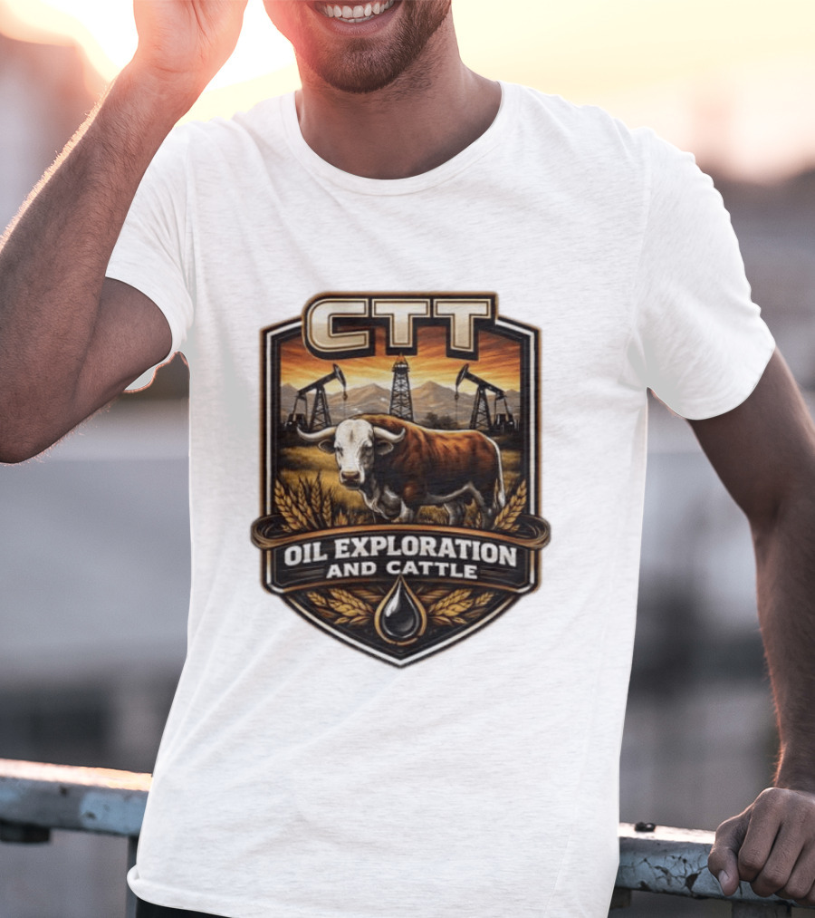 CTT Oil Exploration And Cattle Pumpjack Bull T-Shirt