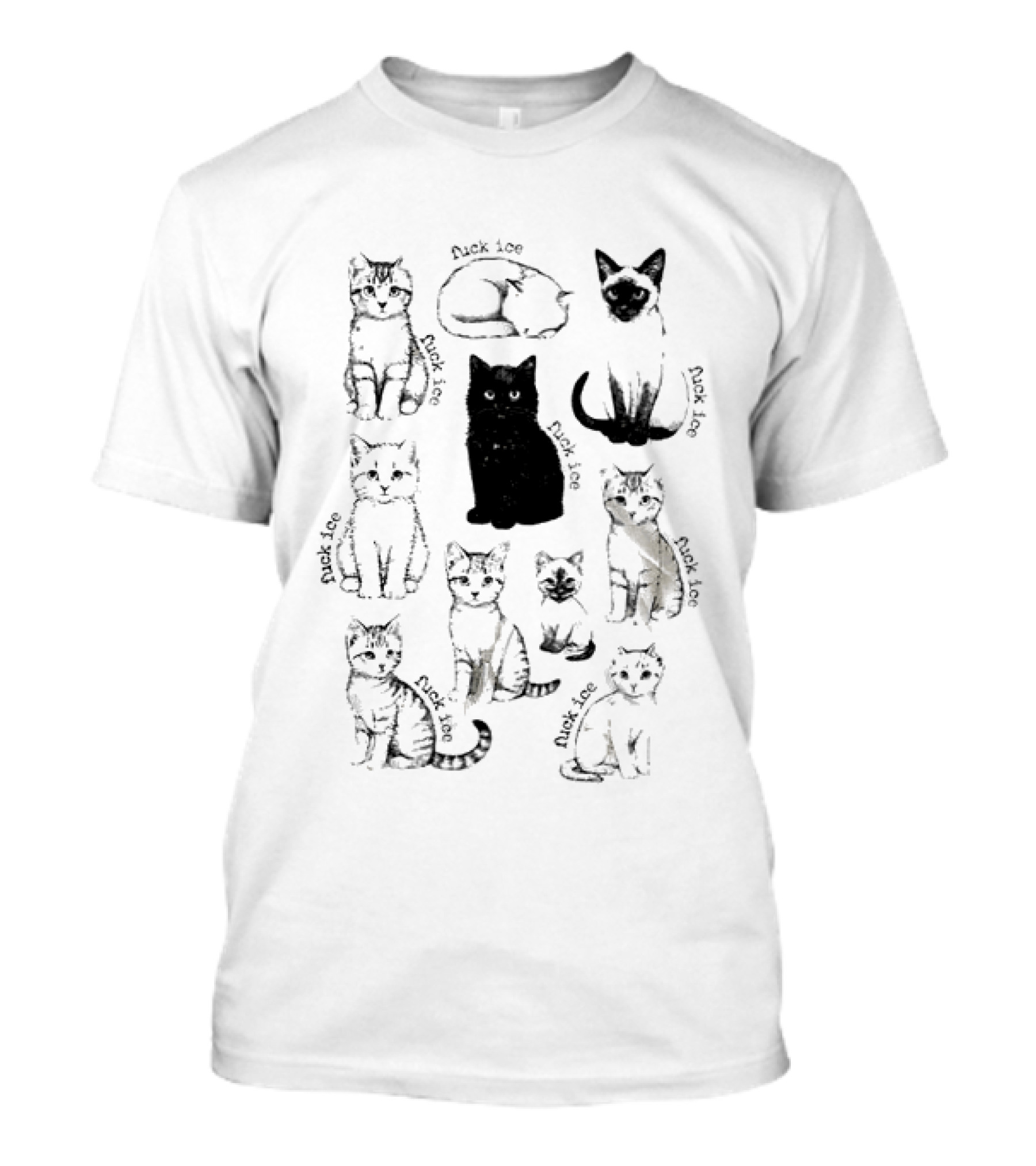 Fuck ICE Cat Funny Text Repeated T-Shirt