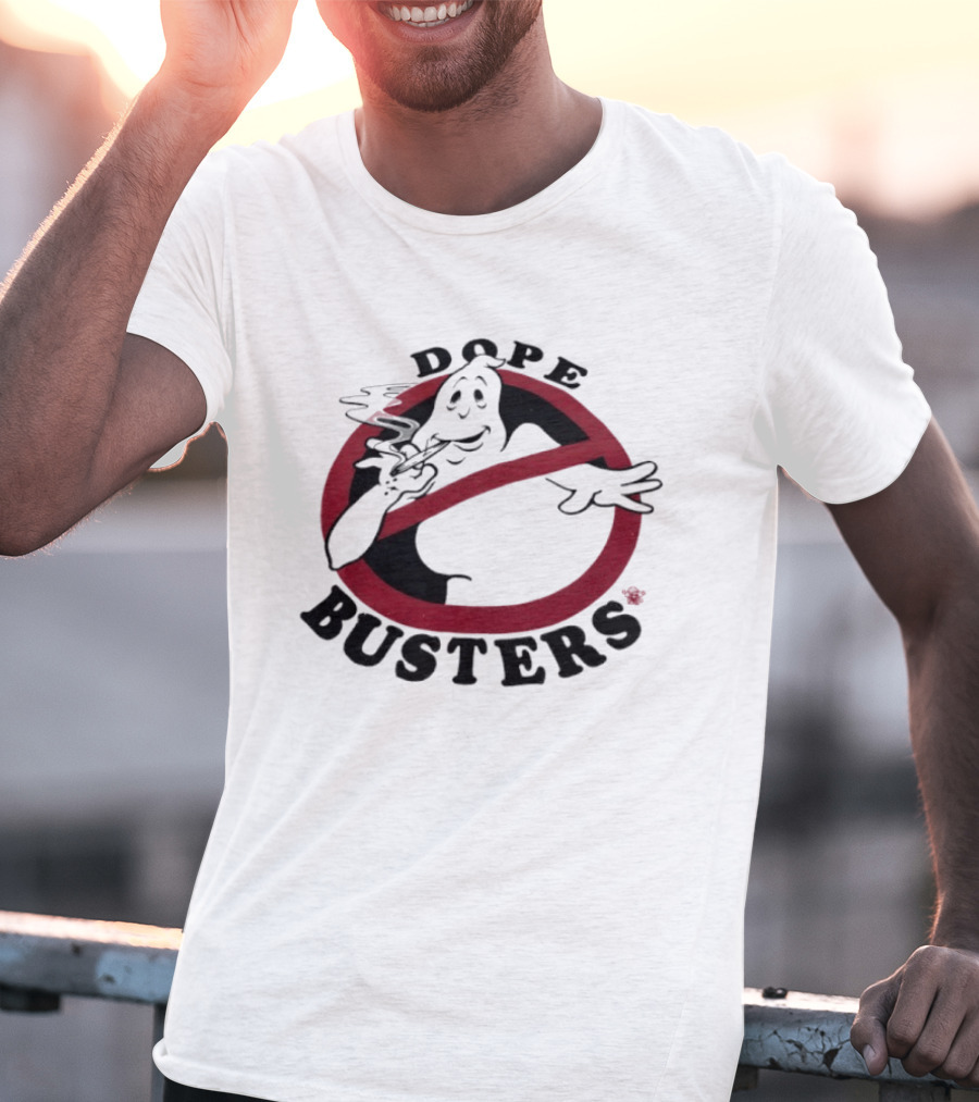Ghostbusters Dope Busters Smoking Ghost Red Circle T-Shirt