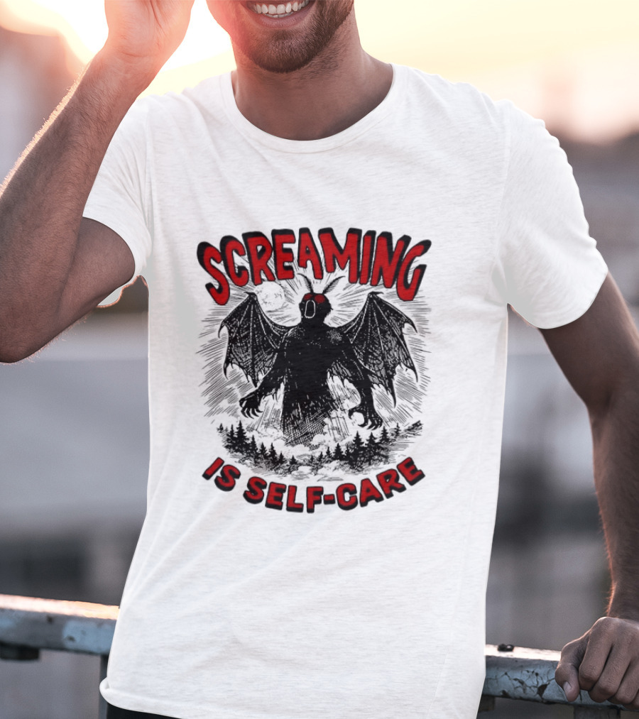 Screaming Is Self Care Mothman Meme T-Shirt