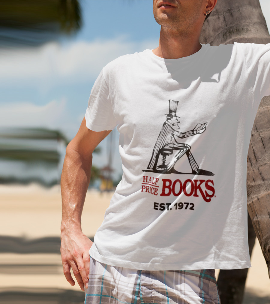 Half Price Books Est 1972 Vintage Gentleman Reading T-Shirt