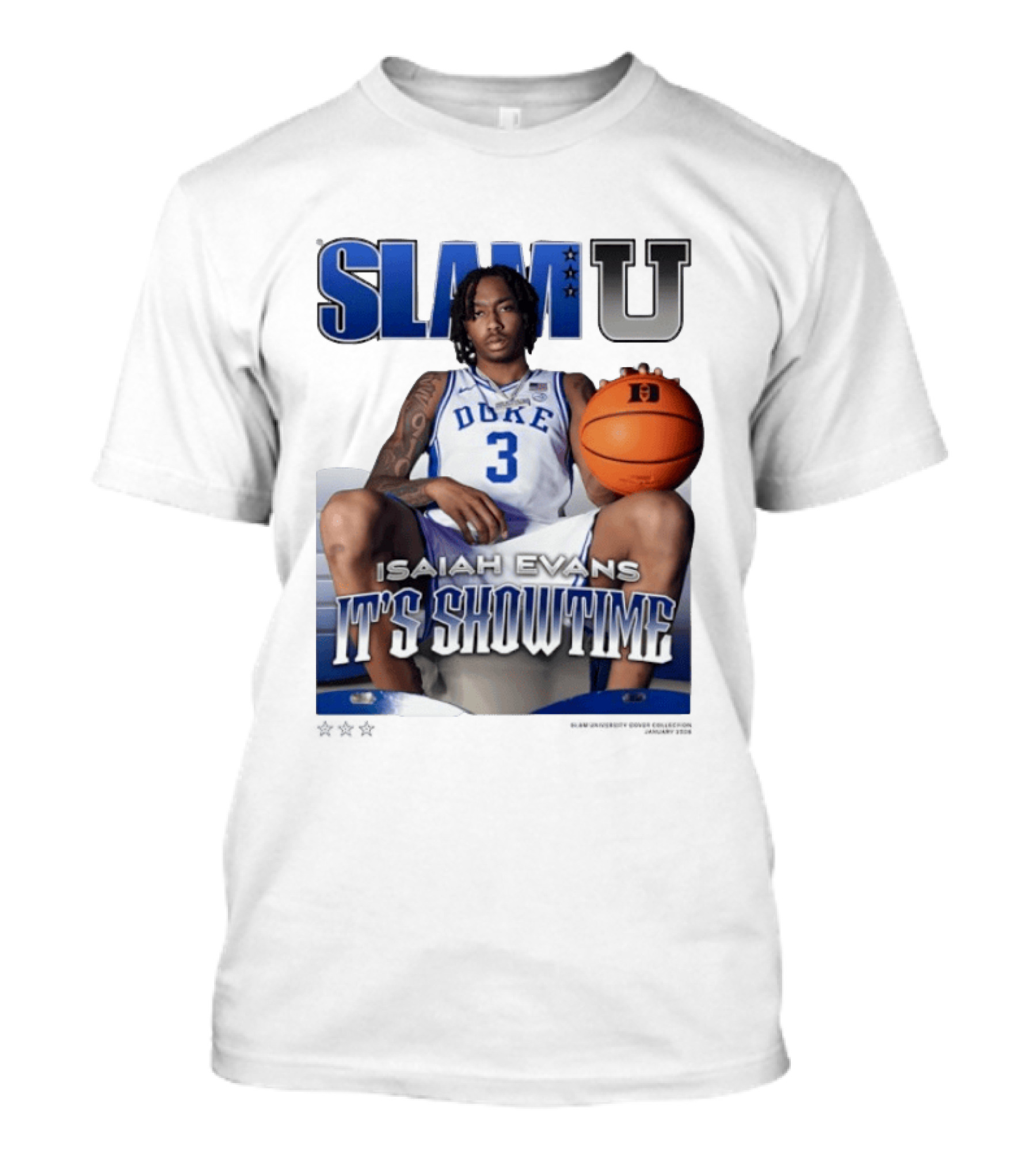 Slam U Isaiah Evans Duke Basketball It's Showtime T-Shirt