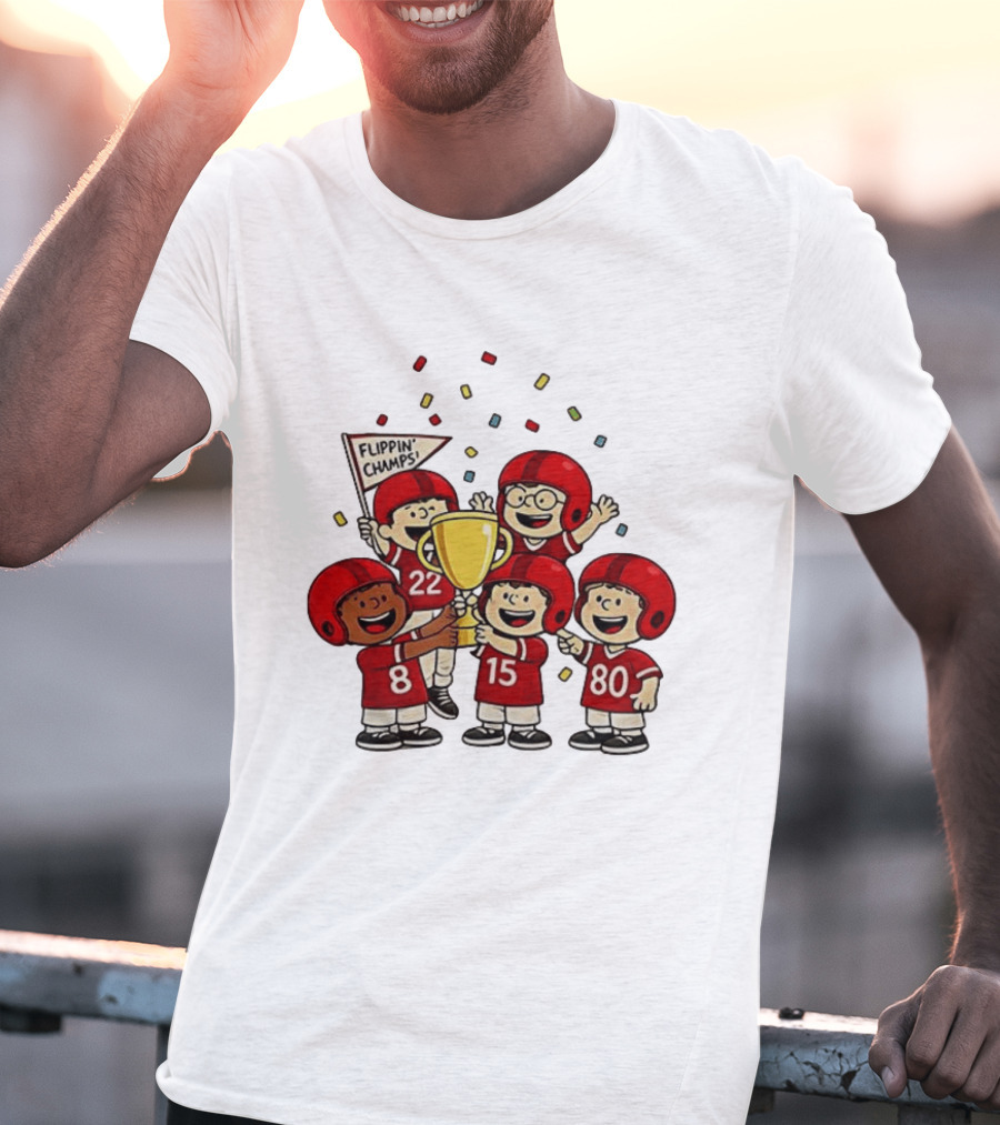 Peanuts Flippin' Champs Football Team Celebration With Trophy T-Shirt