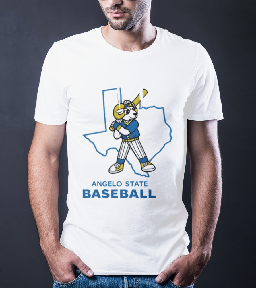 Texas Outline Angelo State Baseball Batter T-Shirt