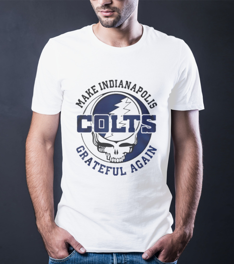 Make Indianapolis Colts Grateful Again Skull Lightning T-Shirt
