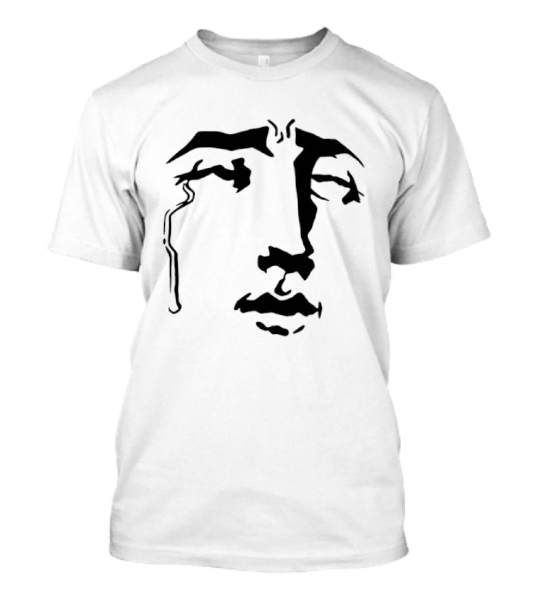Crying Anime Meme Face Expression Black Line T-Shirt