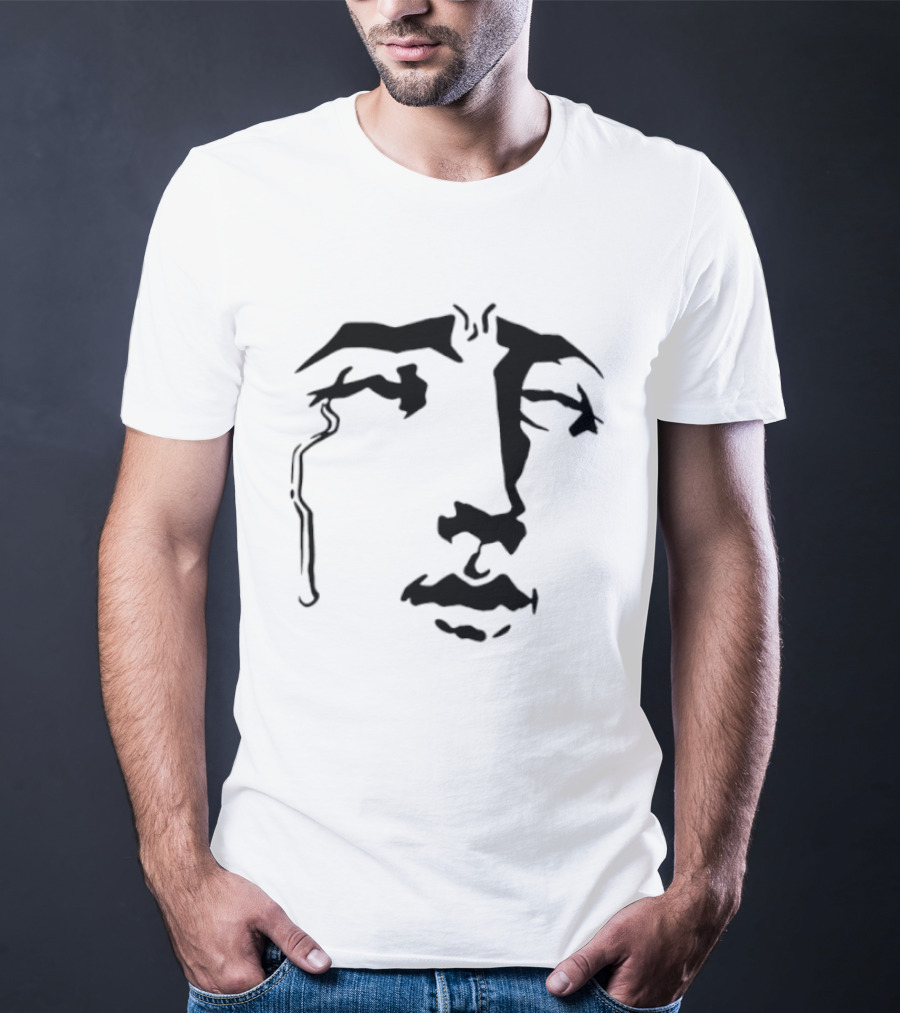 Crying Anime Meme Face Expression Black Line T-Shirt