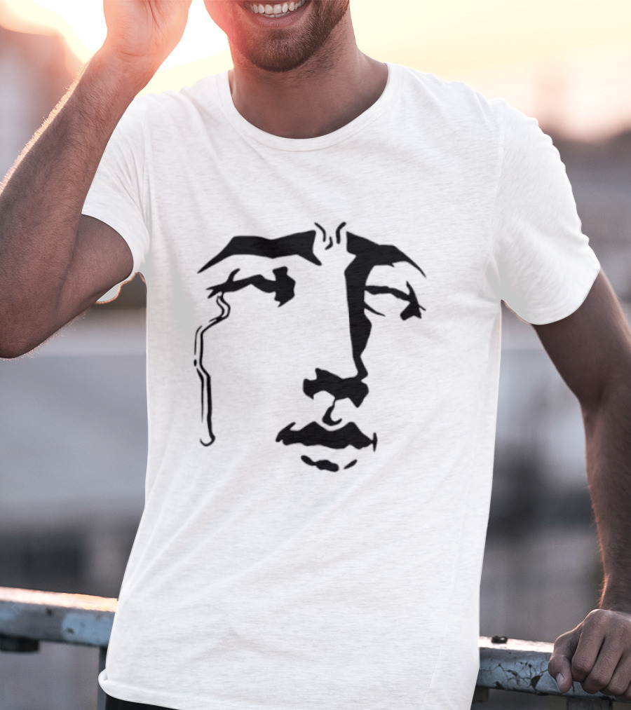 Crying Anime Meme Face Expression Black Line T-Shirt