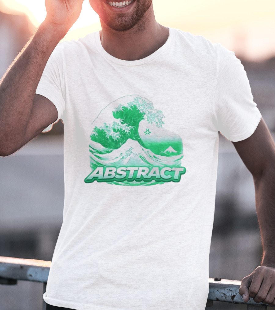 Abstract Green Wave Japanese Art Style Ocean Scene T-Shirt