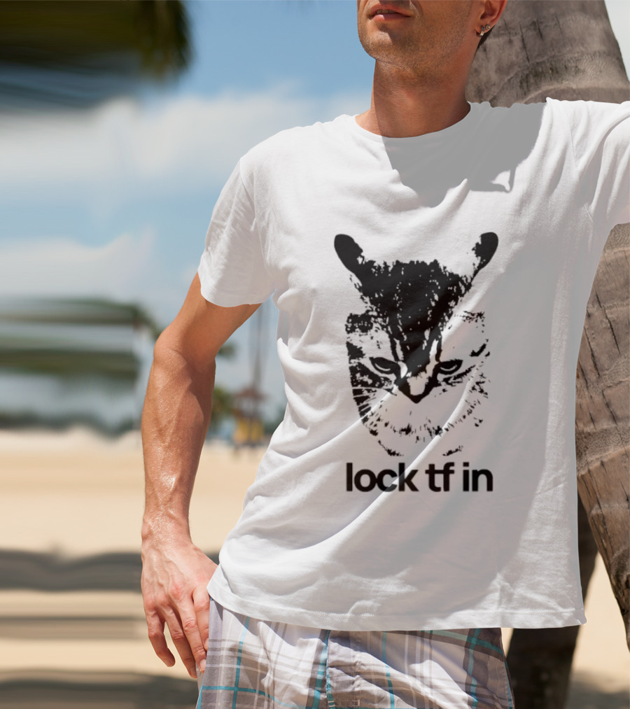 Lock TF In Cat Black Silhouette Image T-Shirt