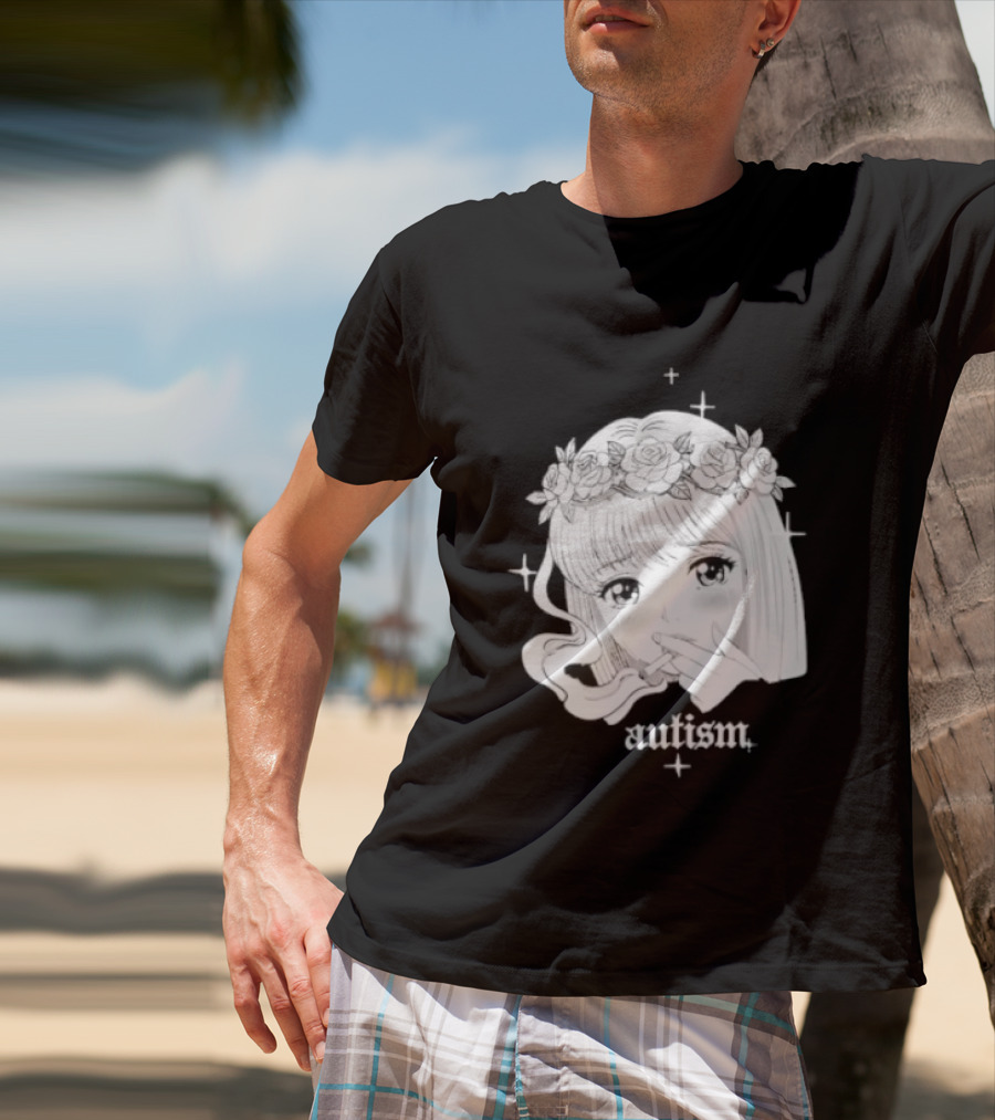Autism Anime Girl Smoking Flower Crown Aesthetic T-Shirt