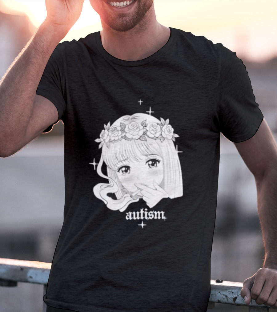Autism Anime Girl Smoking Flower Crown Aesthetic T-Shirt