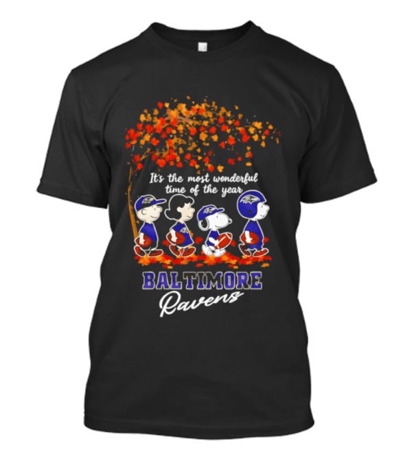 Baltimore Ravens Peanuts Most Wonderful Time Autumn Football T-Shirt