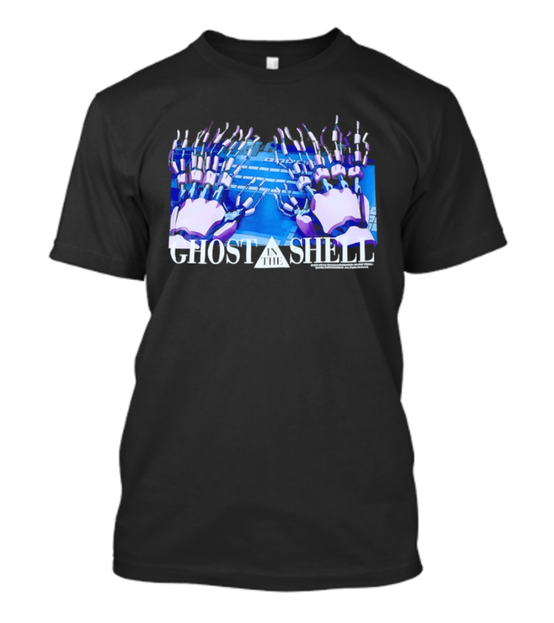 Holographic Robotic Hands Ghost In The Shell 1999 Cyber Tech T-Shirt