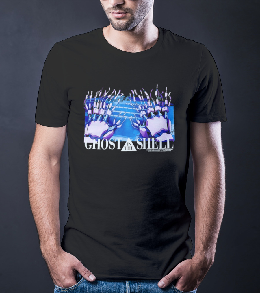 Holographic Robotic Hands Ghost In The Shell 1999 Cyber Tech T-Shirt